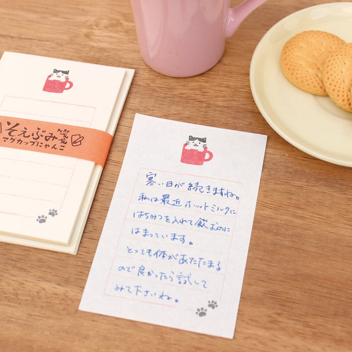 【古川紙工】そえぶみ箋 マグカップにゃんこ 送料種別:60-W