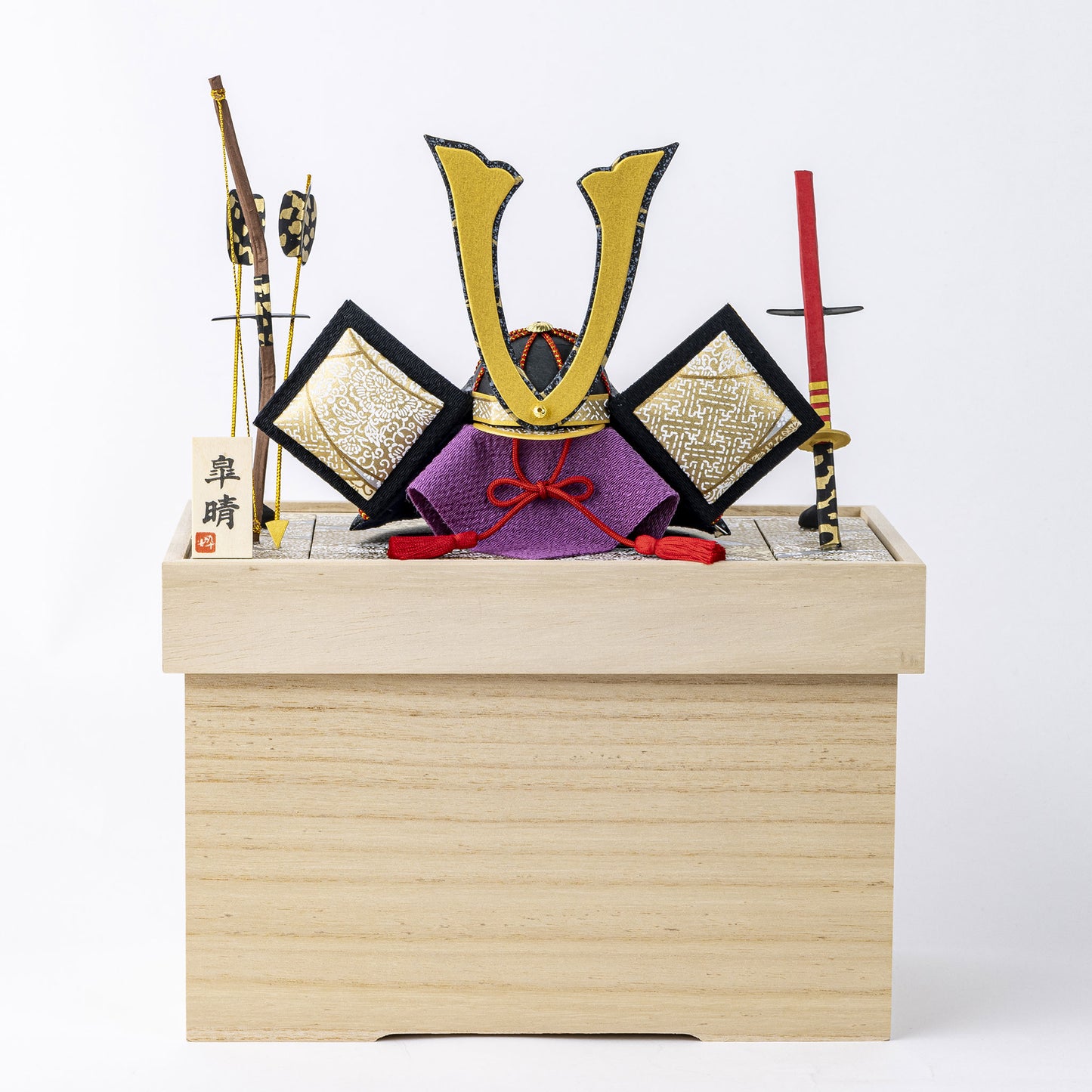 【石川紙業】和紙かぶと飾り+2点箱付 21446 長鍬 柄:友禅金