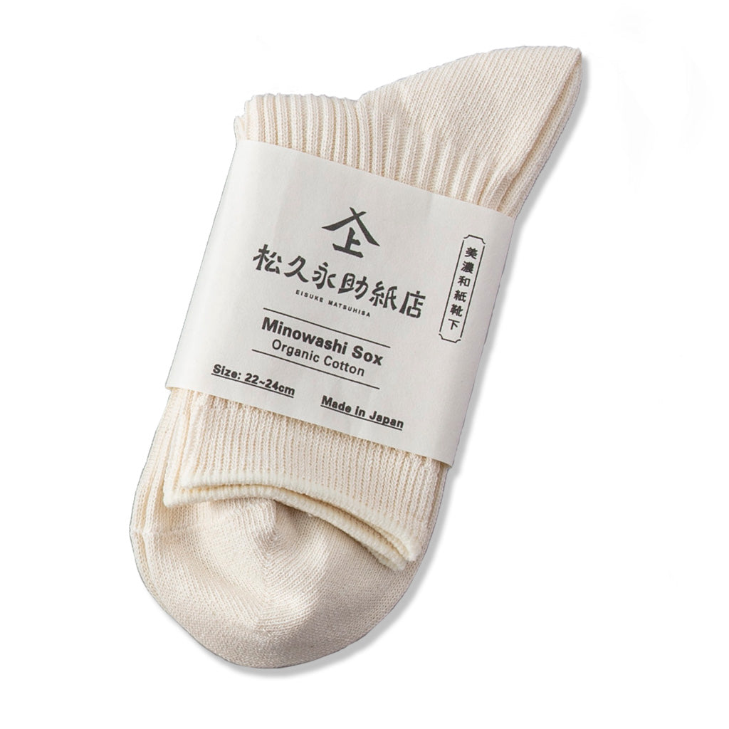 【松久永助紙店】美濃和紙靴下 22-24cm 白